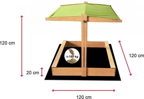 Детски пясъчник със зелен покрив