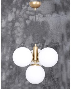 Висяща лампа със стъклен абажур в златисто и бяло ø 15 cm Hector - Squid Lighting