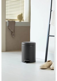 Кош за боклук с педал Brabantia NewIcon 1001103, 5 л, Плавно затваряне, Противоплъзгаща основа, Минерално покритие, Тъмносив