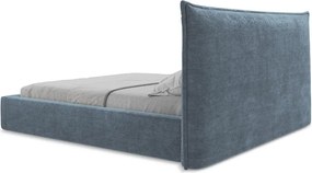 Синьо двойно легло 160x200 cm тапицирано с място за съхранение с включена подматрачна рамка Esala – Makamii