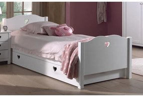 Бяло разтегателно детско легло от масивен бор с място за съхранение 90x200 cm AMORI – Vipack