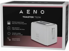 Тостер за хляб AENO ATS0002W, 930W, 7 степени, Сензорно управление, Обратен таймер, Защита при засядане, Тих, Бял