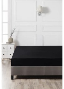 Черен еластичен памучен чаршаф 140x200 cm – Mijolnir