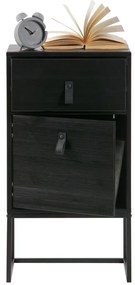 Черно нощно шкафче с чекмедже и врата Zola - WOOOD