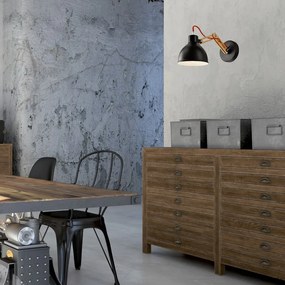 Черна и кафява стенна лампа ø 15 cm Marcello – LAMKUR