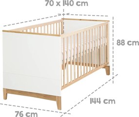 Детско легло от букова дървесина в бял и естествен цвят 70x140 cm Finn - Roba