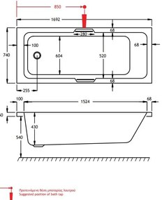 Вана Carron Quantum Integra-170 x 70 cm.-χωρίς υδρομασάζ