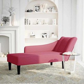 4009796 vidaXL Кушетка с десен подлакътник, виненочервен, кадифе