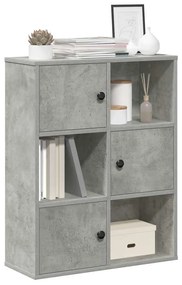 860385 vidaXL Библиотека, бетонно сива, 60x24x76,5 см, инженерно дърво