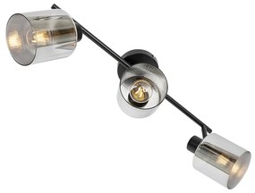 Таванен прожектор черен с димно стъкло 3-светлина регулируем - Laura