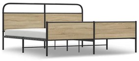 3318675 vidaXL Метална рамка за легло, без матрак, опушен дъб, 183x213 см