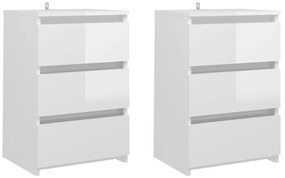 806224 vidaXL Нощни шкафчета, 2 бр, бял гланц, 40x35x62,5 см, инженерно дърво
