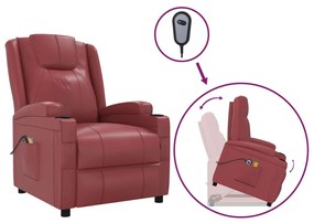 3100333 vidaXL Изправящ масажен стол виненочервен изкуствена кожа