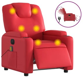 3204428 vidaXL Електрически масажен реклайнер стол, червен, изкуствена кожа