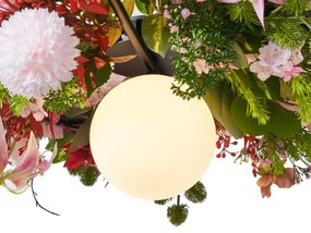 Бохемски висящ лампион черен с цветни цветя червено и розово - Flower Power