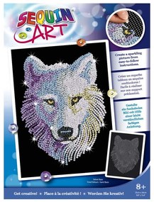 Sequin Art - Изкуство с пайети, синя серия, Бял вълк