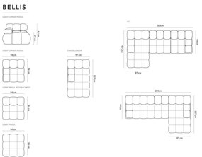 Тъмносив кадифен диван 285 cm Bellis - Micadoni Home