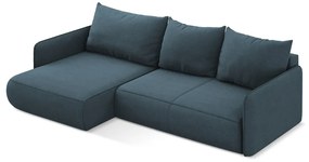 Син разтегателен ъглов диван с място за съхранение (ляв ъгъл) Nanea – Makamii