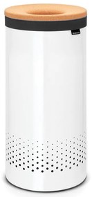 Кош за пране Brabantia 90300239, 35 л, Корков капак, Пълнене без отваряне, Вентилационни отвори, Бял