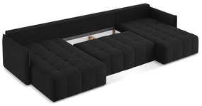 Черен разтегателен ъглов диван с място за съхранение (U форма) Moku – Makamii