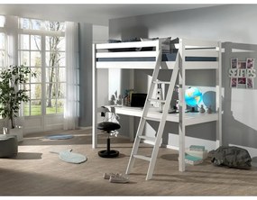 Бяло повдигнато детско легло от масивен бор 140x200 cm PINO – Vipack