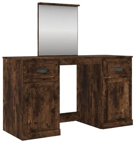 3185340 vidaXL Тоалетка с огледало, Опушен дъб, 130x50x132,5 см