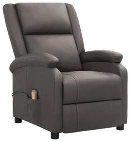 340207 vidaXL Масажен стол, сив, естествена кожа