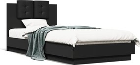3209941 vidaXL Рамка за легло с табла, черна, 90x200 см, инженерно дърво