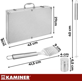 Комплект за барбекю в калъф 26 бр. - инструменти за барбекю от неръждаема стомана