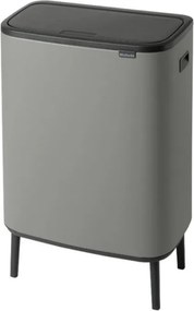 Кош за боклук Brabantia Bo Touch Hi 1001266, 2x30 л, Плътно прилепване към стена, Реглаж на краката, Минерално покритие, Сив