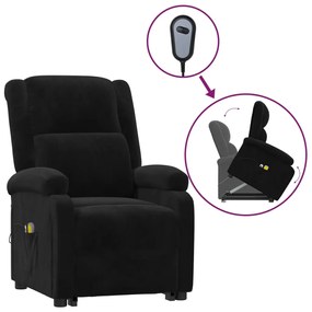 3124842 vidaXL Изправящ масажен стол, черен, кадифе