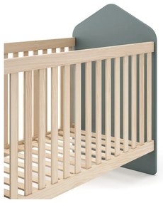 Детско креватче 60x120 cm от декор от бор в естествен цвят/сиво-зелено Estefania – Marckeric