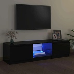 804293 vidaXL ТВ шкаф с LED осветление, черен, 140x40x35,5 см
