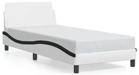 373084 vidaXL Рамка за легло с табла, бяла, черна, 80x200 см, изкуствена кожа