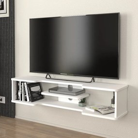 Меламинов стенен ТВ модул Perry в бял цвят 120x29.6x25.6см.