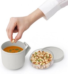 Чаша за супа с капак Brabantia Make&Take 1006295, 600+180 мл, Винтов капак, Без BPA, Сив