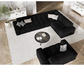 Ъглов диван от черно кадифе (десен ъгъл) Kendal - Micadoni Home