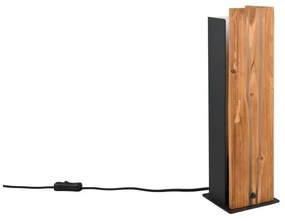 Черна и естествена настолна лампа с дървен абажур (височина 40 cm) Karuni – Trio