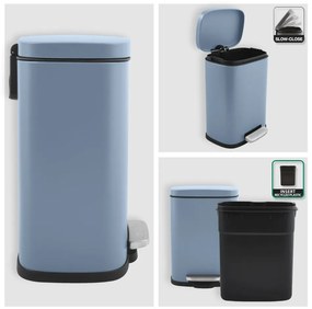 Светлосиньо стоманено кошче за боклук с педал 5 l Akira – Spirella