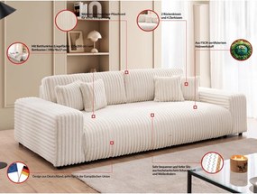 Кремав разтегателен диван с място за съхранение от рипсено кадифе 260 cm Justin – Ropez