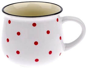 Бяла керамична чаша с червени точки Happy Time, 770 ml - Dakls