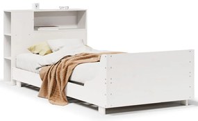 3323672 vidaXL Рамка за легло без матрак, бял, 90x190 см, борово дърво масив