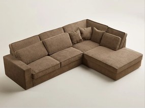 Светлокафяв шенилов ъглов диван (десен ъгъл/L форма) Kirou – Maison de Rêve