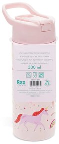 Светлорозова детска бутилка от неръждаема стомана 500 ml Unicorn – Rex London