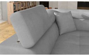 Светлосив кадифен разтегателен ъглов диван с място за съхранение (ляв ъгъл L форма) Anton – ELTAP