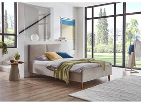 Бежово двойно легло 140x200 cm тапицирано с включена подматрачна рамка Piano – Meise Möbel