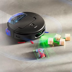 Прахосмукачка робот Dyson Spot+Scrub Ai 586183-01, 18000 Pa, 3 л, Сухо/мокро, Разпознаване на петна, Автоматична станция, Черен/Син