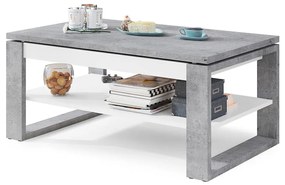 Холна маса с повдигащ плот и полица NEA, бетонен сив/бял