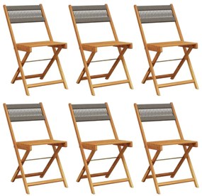 3214605 vidaXL Сгъваеми градински столове, 6 бр, сиви, акация масив