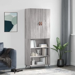 3196049 vidaXL Висок шкаф, сив сонома, 69,5x34x180 см, инженерно дърво